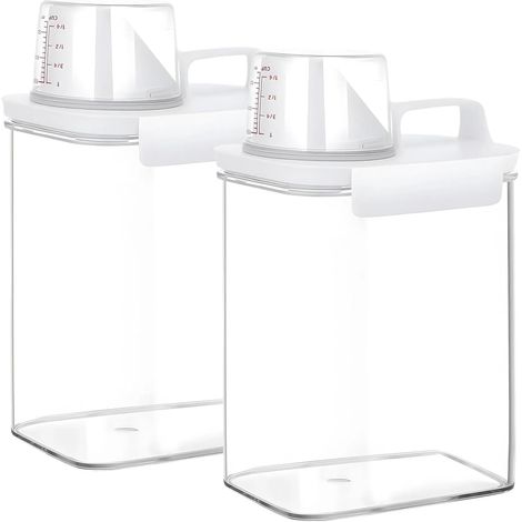 Deux distributeurs de lessive scellés, boîte de rangement de 1800 ml, verre doseur (1/3)