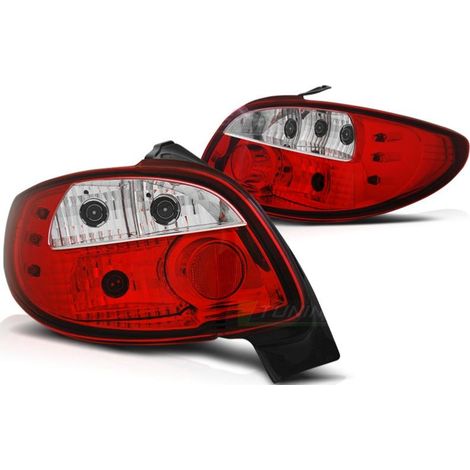 Paire de feux arriere Peugeot 206 98-06 rouge blanc-27336216 (1/2)