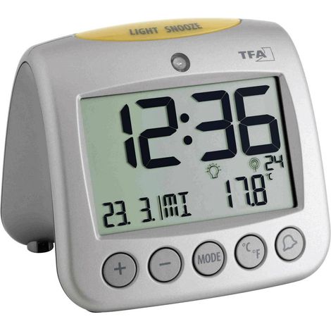 Réveil radiopiloté(e) TFA Dostmann 60.2514 argent