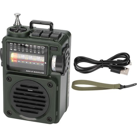 Radio Lecteur MP3 Bluetooth avec Réception FM/NOAA, Mémoire Carte, Portable pour Personnes Âgées - HRD-700