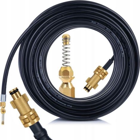 Tuyau De Canalisation - 10 M - Raccord Baïonnette Ancien Type Bosch - Buse À Ressort En Laiton - 200 Bar - 60 °C (1/5)