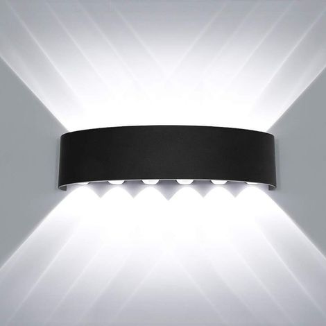 Applique murale LED et étanche, éclairage vers le haut/vers le bas, en aluminium, pour une utilisation intérieure et extérieure dans la salle de bain, la chambre, le couloir, le salon, le porche 12 W, (1/5)