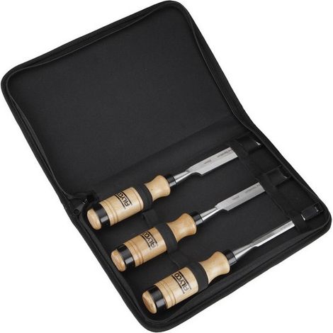 Set de 3 Ciseaux Manche Bois en Sac Nylon Alyco