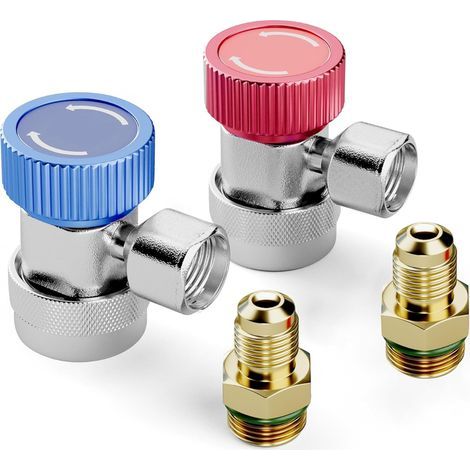 Set di 2 raccordi rapidi per impianti di climatizzazione automobilistici con refrigerante R134A (alta e bassa pressione). (1/5)