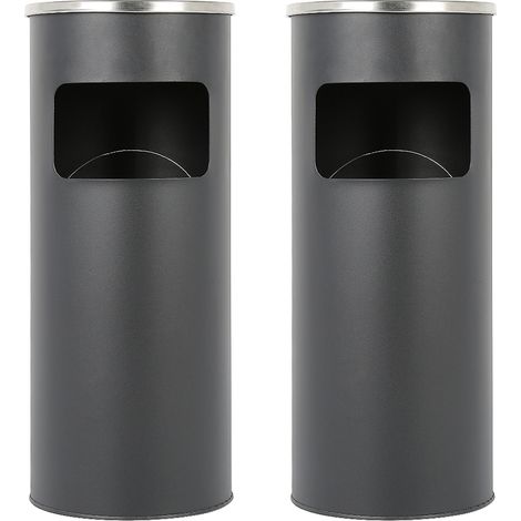 Ensemble de 2 Poubelle à cendrier d'hôtel Haloyo®,Cendrier Extèrieur Intérieur sur Pied,Acier Inoxydable,25 x 25 x 60 cm,noir (1/5)