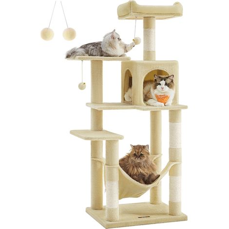 Arbre à chat hamac tour de jeux 143 cm beige