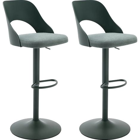 Lot de 2 tabourets de bar en polypropylène, tissu texturé et métal - Vert - LIRVONO (1/5)