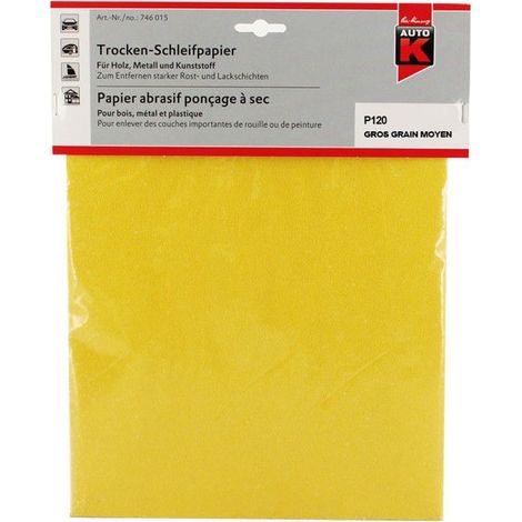 Papier abrasif - Ponçage à sec - Grain gros moyen P120 - 230mmx280mm - Auto K