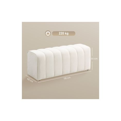 Banc de chambre moderne rembourré avec cadre en bois, supportant jusqu'à 220 kg, avec repose-pieds, blanc crème (1/5)