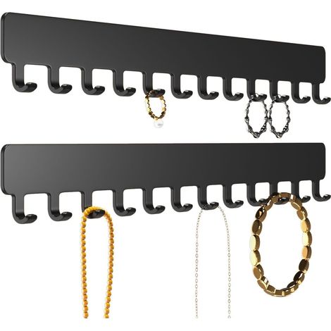 Lot de 2 porte-chaînes muraux pour bijoux - Organiseur de bijoux noir (1/5)