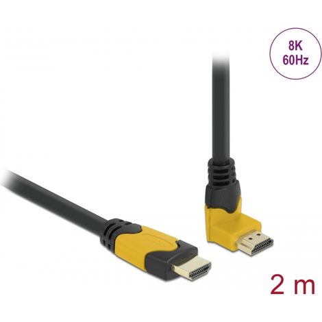 Delock Cable High Speed HDMI macho recto a macho 90Â° hacia arriba en Ã¡ngulo 48 Gbps 8K 60 Hz 2 m