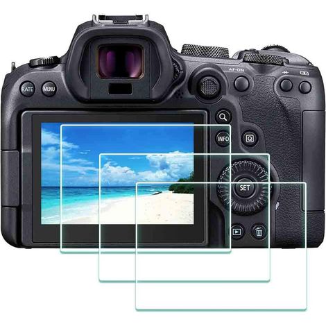Protectores de pantalla para Canon EOS R7 / EOS R6 Mark III / EOS R6 Mark II / EOS R6 - Cristal templado óptico de 0,3 mm, dureza 9H, antiarañazos, antihuellas, antiburbujas - Paquete de 3