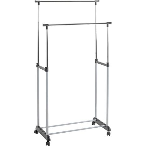 HAKU Möbel Armadio su ruote alu, cromo, nero, Plastica, metallo - Dim. L 80 cm x A 96-165 cm x P 42 cm, Stile Moderno (1/4)