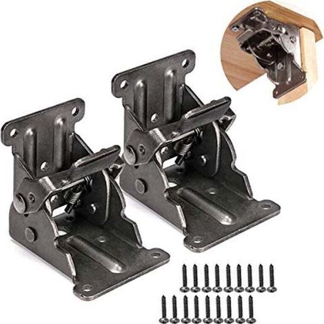 Pieds de table pliables avec verrouillage - Support pour meubles en acier - 2 pièces (1/4)