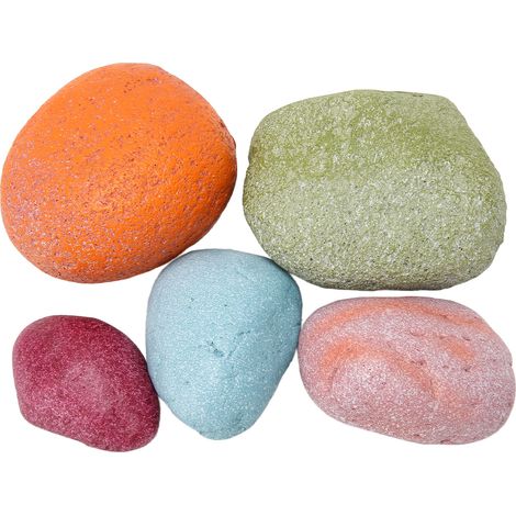 Lot de 5 pierres décoratives colorées pour aquarium : aménagement paysager innovant, galets de rivière aux couleurs naturelles. (1/5)