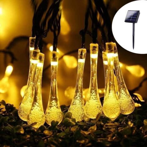 Guirlande lumineuse solaire SDLOGAL à 30 LED, adaptée à une utilisation intérieure et extérieure, 6,5 mètres de long, 8 modes, étanche IP65, lumière de jardin aux tons chauds.