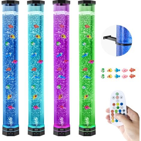 VEVOR Lampe a Bulles avec 10 Poissons Flottants, 1 m, 16 Effets de Lumieres Changeantes de Couleur, Telecommande, Lumiere Apaisante, Lampe Ambiance pour Chambre a Coucher, Salon, Decoration Interieure