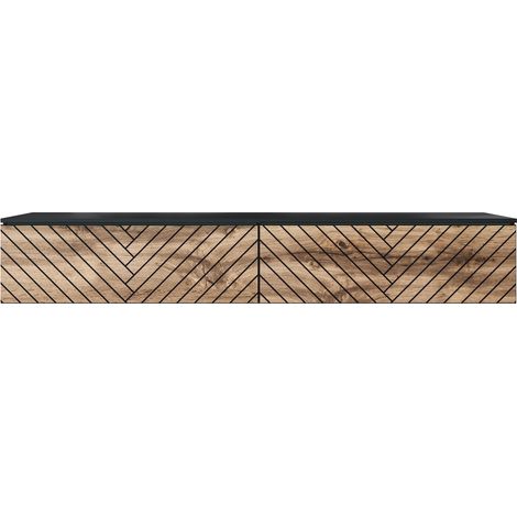 Mueble TV Sarasota 166, Grafito + Roble wotan, Número de puertas: 0, Número de cajones: 0, 180x30x33cm