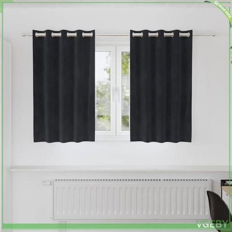 4107163 Rideaux occultants 2 pcs Noir 140 x 140 cm Velours (1/5)