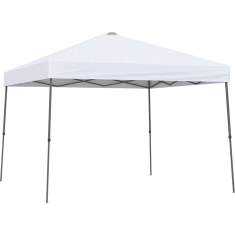 Tonnelle pliante 3x3m, tente de jardin avec sac de transport à roulettes, tonnelle étanche à structure en acier pour les fêtes en plein air et le camping, blanche (1/5)
