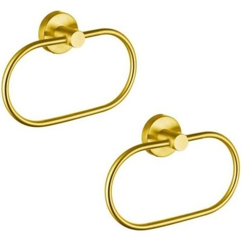 Pair Lot de 2 Anneaux Porte Serviettes en Doré Support Mural Moderne en Acier Inoxydable Accessoires de Salle de Bain (1/5)