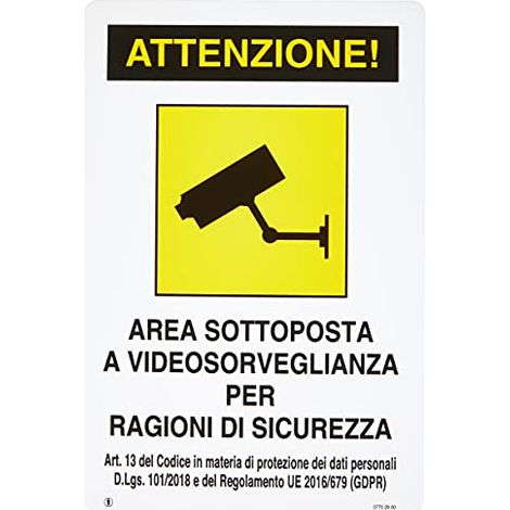 Cartello segnaletica sorveglianza 20x30 cm (1/4)