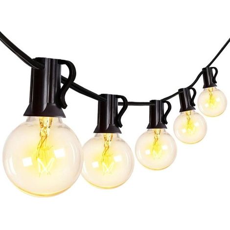 Guirlande lumineuse de jardin - Guirlande lumineuse - Guirlande lumineuse d'extérieur - Guirlande d'ambiance - Guirlande lumineuse de Noël - Éclairage d'ambiance extérieur - Couleurs chaudes - 25 lumi (1/5)