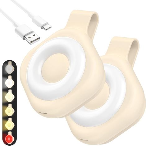 Beyamis Lampes badge infirmière lot2 - Rechargeables magnétiques 6 niveaux beige (1/5)