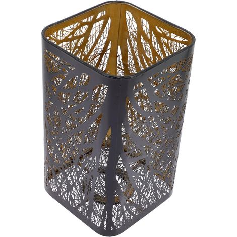 Abat-jour suspendu en métal sculpté noir et or, motif d'arbre forestier, petit abat-jour carré, convient aux lampes de table et aux lampadaires, décoration intérieure et extérieure, usage quotidien. (1/5)