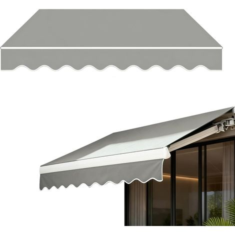 Store de terrasse avec volant, protection UV, imperméable, tissu de rechange en toile polyester 280 g/m², pour extérieur, jardin, balcon, cour (Gris, 2,5 × 2 m) (1/5)