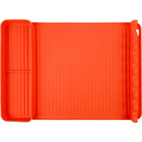 Tapis de barbecue en silicone compatible, tapis de table avec bac récupérateur de graisse, tapis pour spatule pour plan de travail de cuisine extérieure, cadeau pour homme (Orange) (1/5)