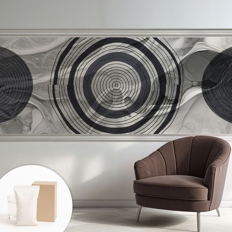 Tapete Tapete Vliestapete mit Kleber - Fototapete mit Motiv - Wandtapete modern - Wanddeko Graue Kreise 250x104 cm (1/5)