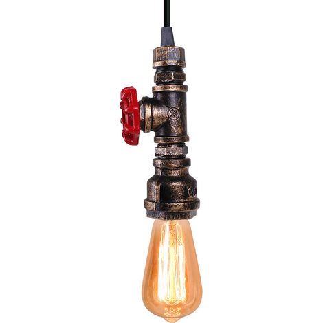 Pendant Lighting Fixture, Vintage Industrial Water Pipe Hanging Ceiling Lamp, Metal Bronze Chandelier for Bedroom Living Room Kitchen Island - 1pcs (1/5)