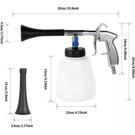 Tornado Trockenreinigungspistole mit 1000-ml-Weißflasche, pneumatischem Staubgebläse, Handgebläse, Schaumpistole, Reinigungspistole (1/5)