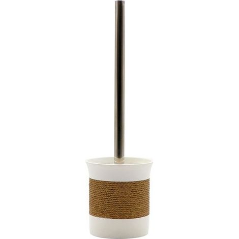 MSV – Brosse WC avec support en polyrésine blanc – Poils résistants à l'usure – Facile à nettoyer – Dimensions 9x11x34,5cm