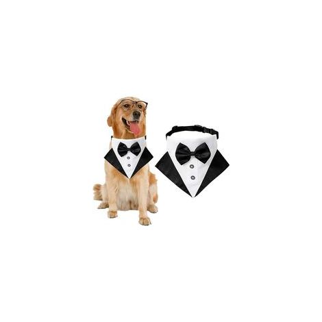 Bandana nœud papillon réglable pour chien, style smoking, petit – (1/4)