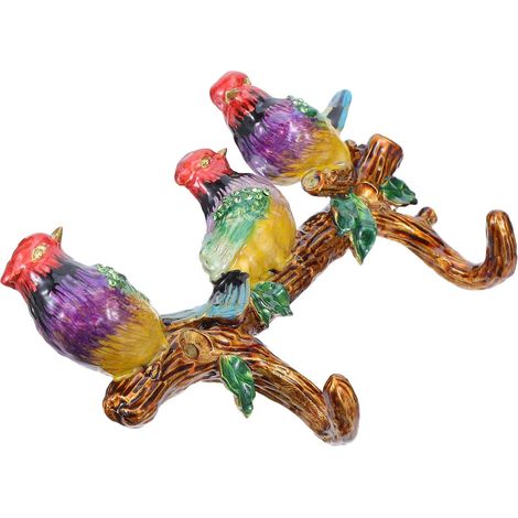 Patère Murale en Alliage de Zinc Émail Lot de 3 Crochets Décoratifs Oiseaux sur Branche Porte-Manteau Vintage pour Manteaux Clés et Serviettes Entrée Salle de Bain ou Chambre (1/5)