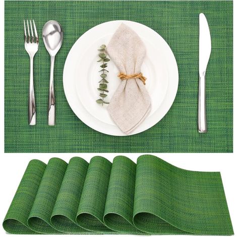 Set de Table Lot de 6. Set Table Lavable Résiste à la Chaleur Antidérapant Tissé Sets de Table PVC Vinyle pour Cuisine Table à Manger