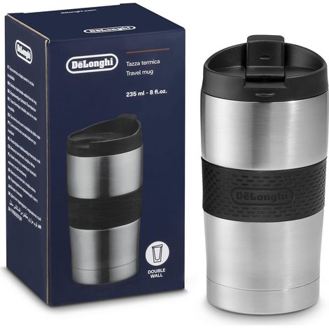 Delonghi tazza da viaggio termica a doppia parete in acciaio inossidabile 235ml (1/2)