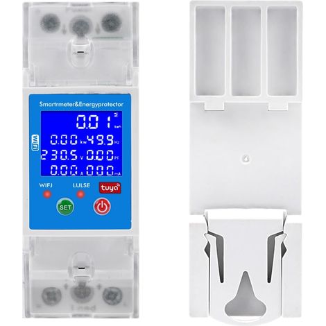 Contatore elettrico Tuya WiFi 80A con controllo vocale, contatore elettrico intelligente 2P, interruttore automatico collegato 80-300VAC, contatore digitale, protezione da sovratensione e sottotension