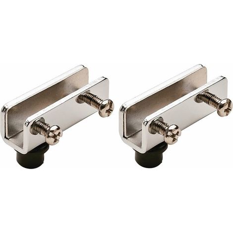 2x Charnière pivotante de porte en verre 110° acier chrome poli sans perçage de verre avec douille noire Armoire Placard Buffet Bibliothèque Vitrine Meuble Pivot