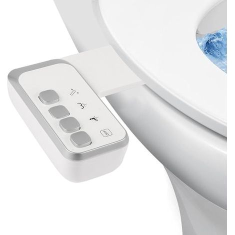 Bidet-Aufsatz für die Toilette, hygienisches Doppeldüsen-Bidet, nicht elektrisch, selbstreinigend mit einstellbarem Wasserdruck für die Intimreinigung (vorne und hinten). (1/4)