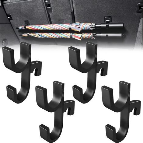Supporto Portaombrelli Auto, 4 Pcs Crochet de Coffre, Crochet pour Parapluie pour Voiture, PorteParapluie Voiture, Car Umbrella Hook, Clip de Cintre pour le Coffre, Banquette Arrière (1/5)