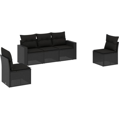 Maison Exclusive - Set de muebles de jardín 5 pzas y cojines ratá (1/3)