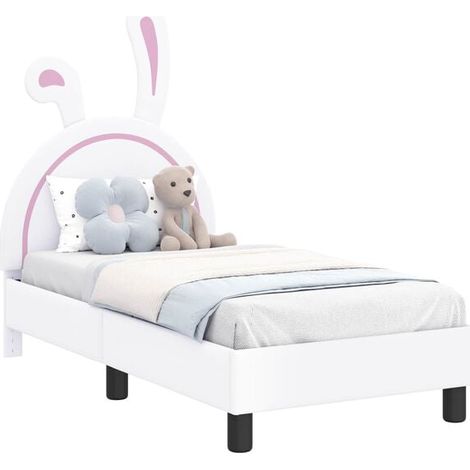 Cadre de lit bébé avec tête de lit, blanc, 70 x 140 cm (1/5)