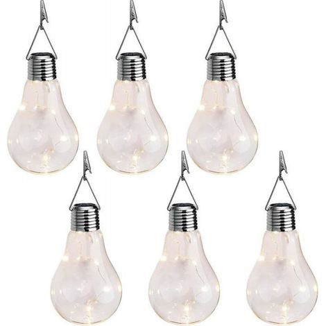 Bande Lumineuse Solaire - 6 Unités - 3,5 x 3,5 x 15 cm - Fil de Cuivre Étanche IP65 - LED Blanc Chaud - Pour Jardin Terrasse Balcon (1/5)