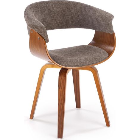 Silla Houston 1597, Gris + Nogal, 83x63x53cm, Tapiz, Aglomerado laminado