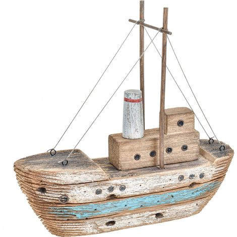 Modellino Barca Legno Invecchiata 34x33H cm