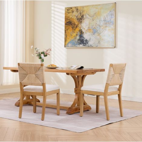 Sillas de comedor de madera beige 56x48x86,5 cm, lote de 2 FloraGrace (1/5)