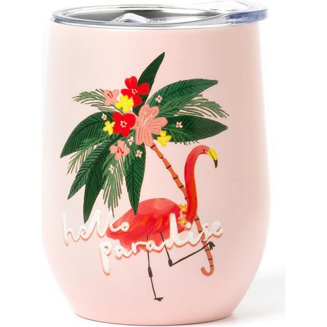 Legami - Bicchiere Termico 325 Ml, Hot&Cold, Ø 9 cm, in Acciaio Inox a doppio Strato e Plastica, Tema Flamingo, Riutilizzabile, Tappo Ermetico con Foro per Cannuccia, Leggero, Resistente (1/4)